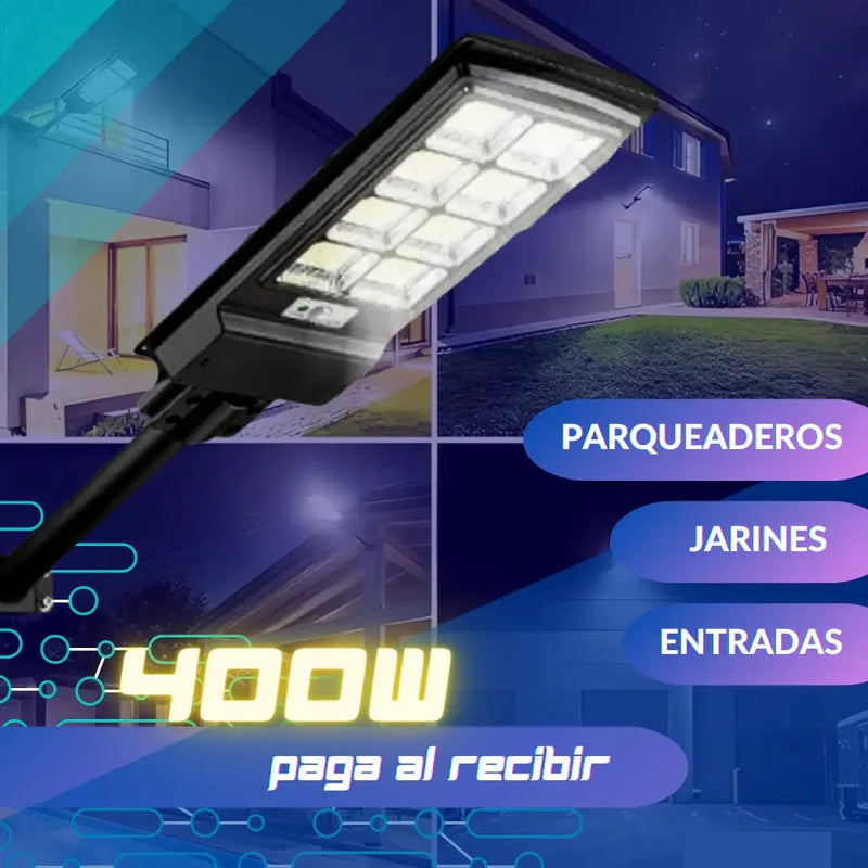 Lampara con panel solar grande 400 W - Potente y duradera. General Tienda Núcleo 
